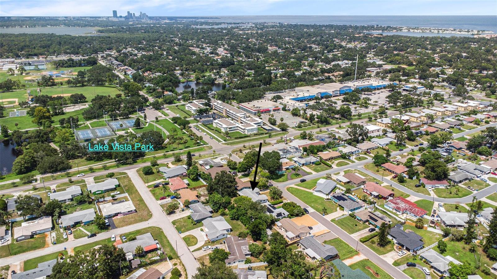 Aerial view towards Lake Vista Park