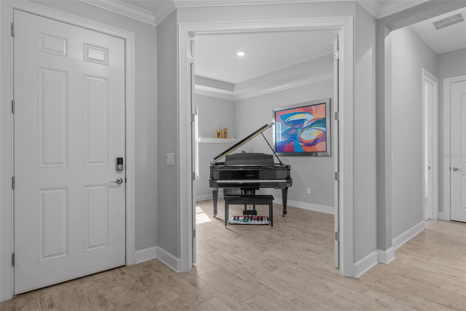 Front door and den/office