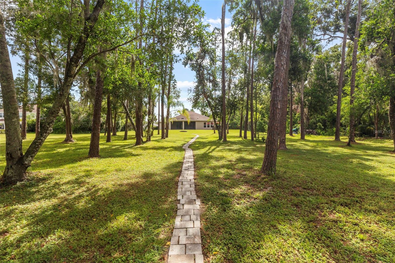 Walkway from lake to house