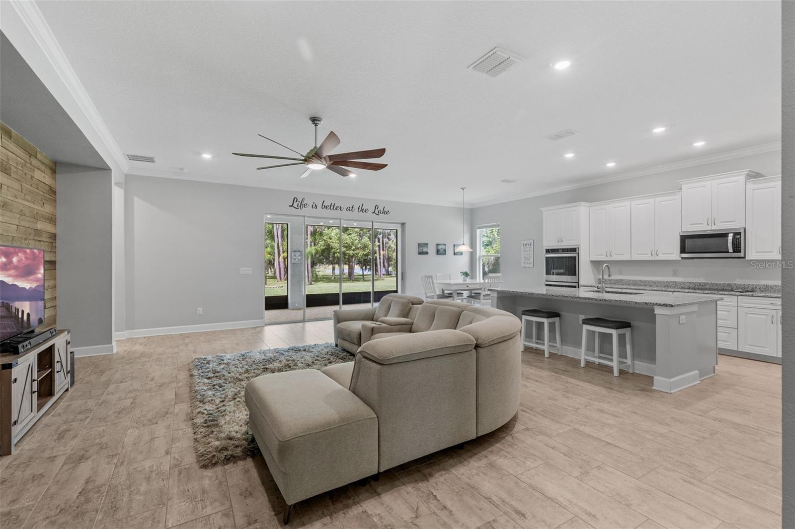 Open concept family/dining room with kitchen