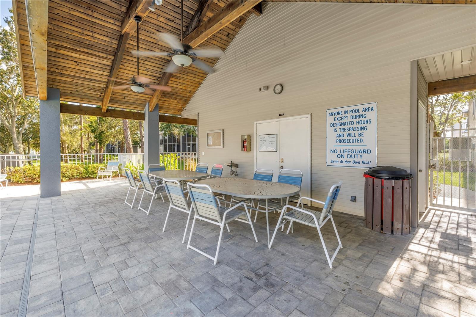 covered patio by the pool