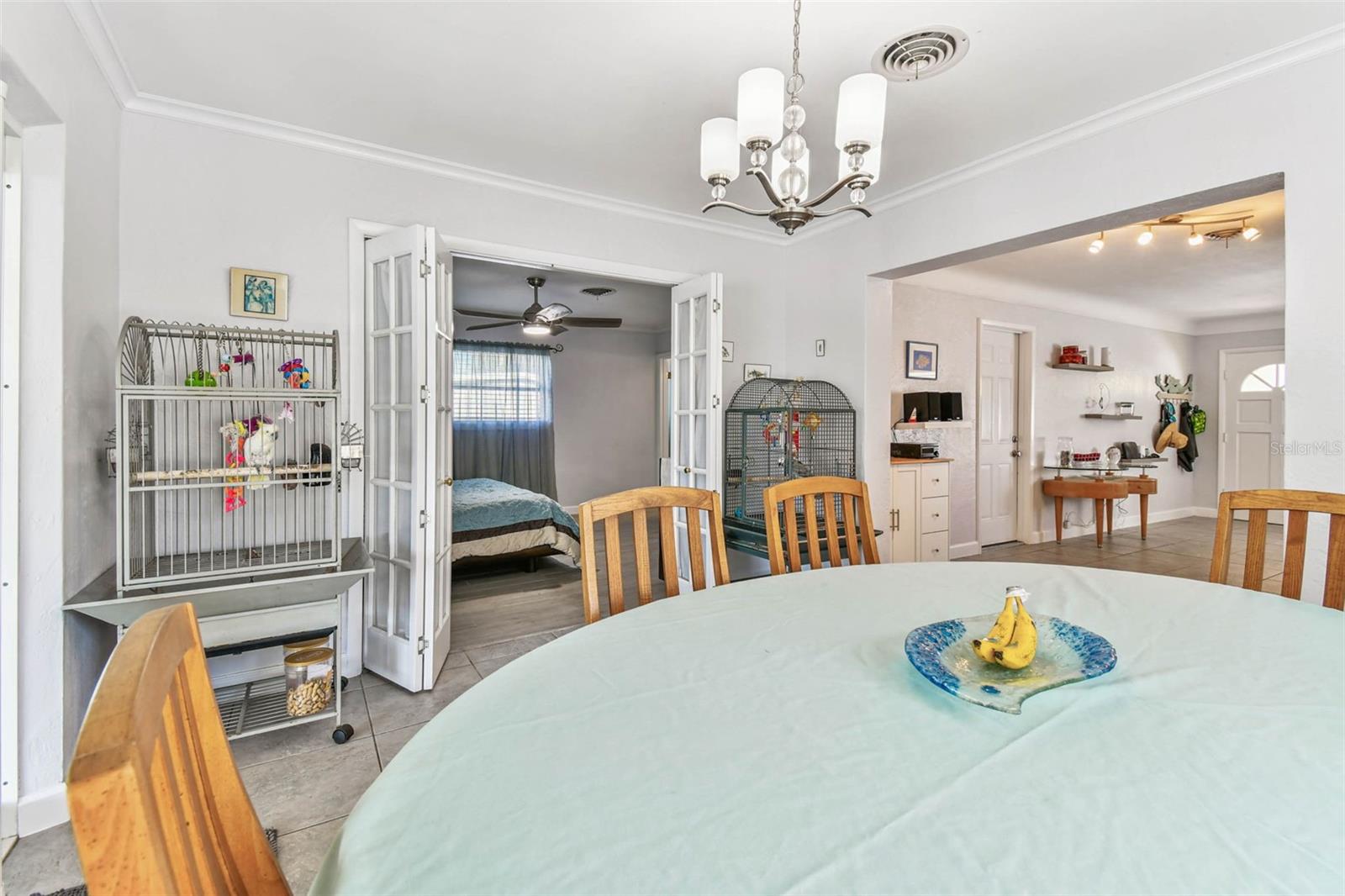 French doors into primary bedroom