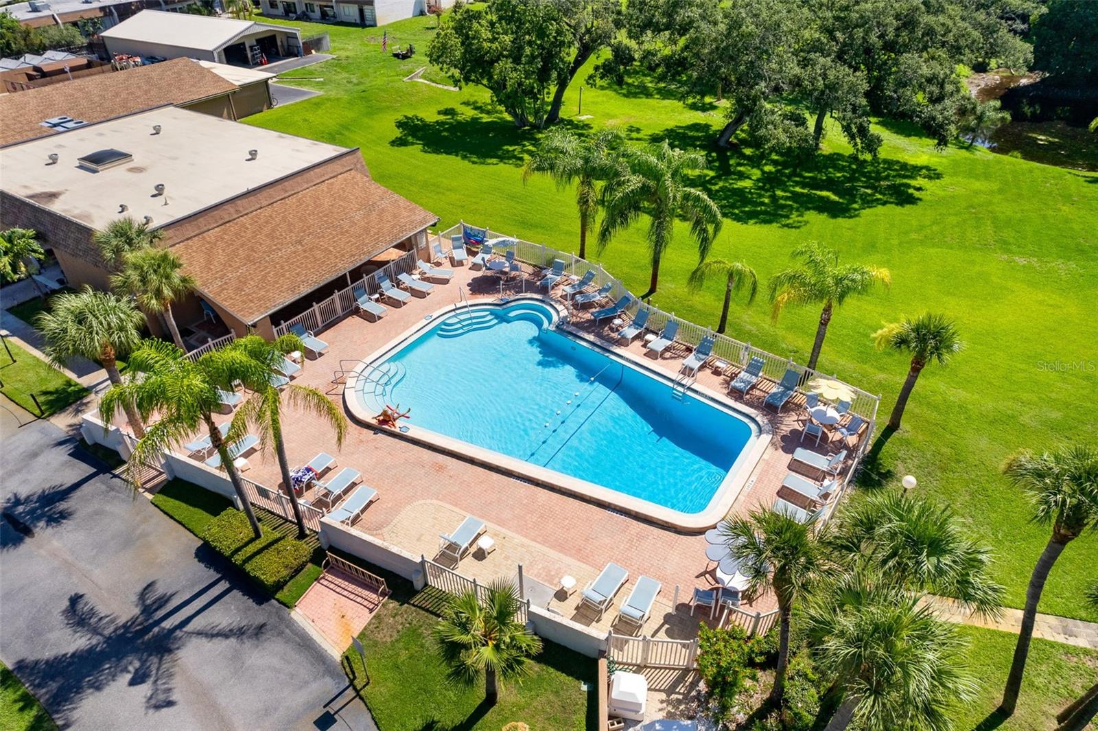 Overhead view of the community pool