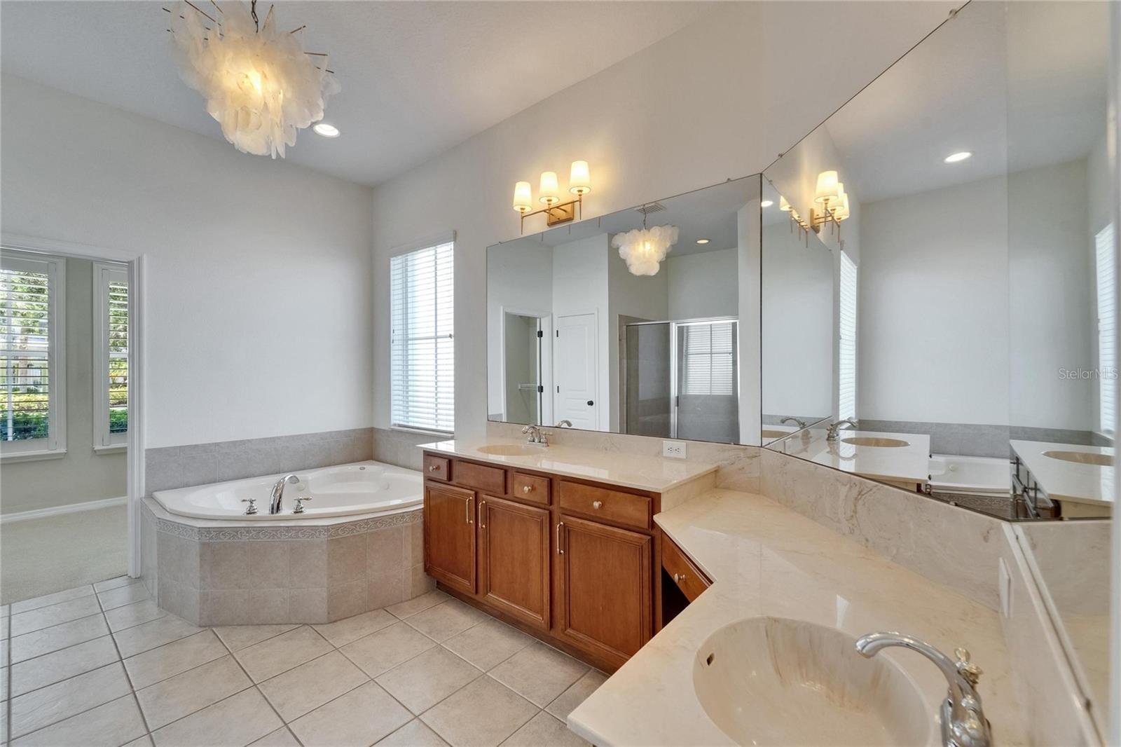 Master bath with double sink areas