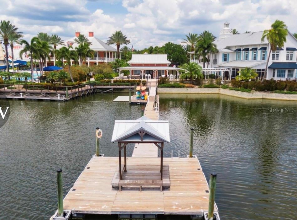 View of community dock where you can rent kayaks