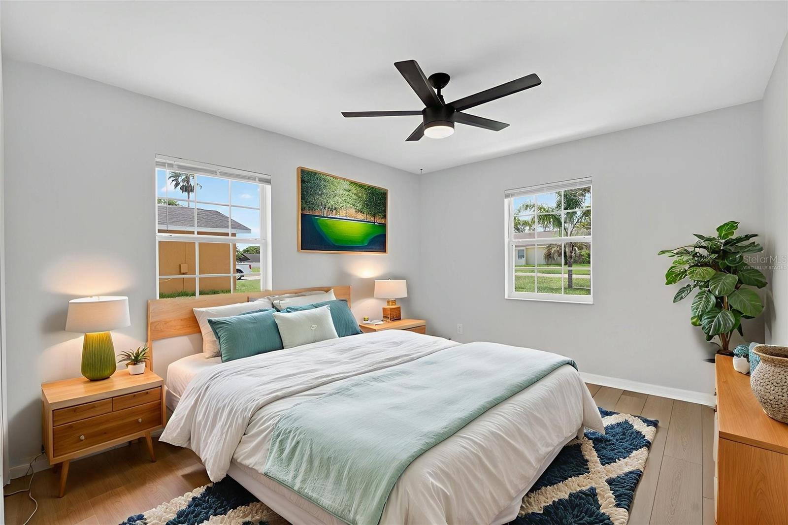 Virtually Staged - 2nd bedroom with access to the guest bathroom