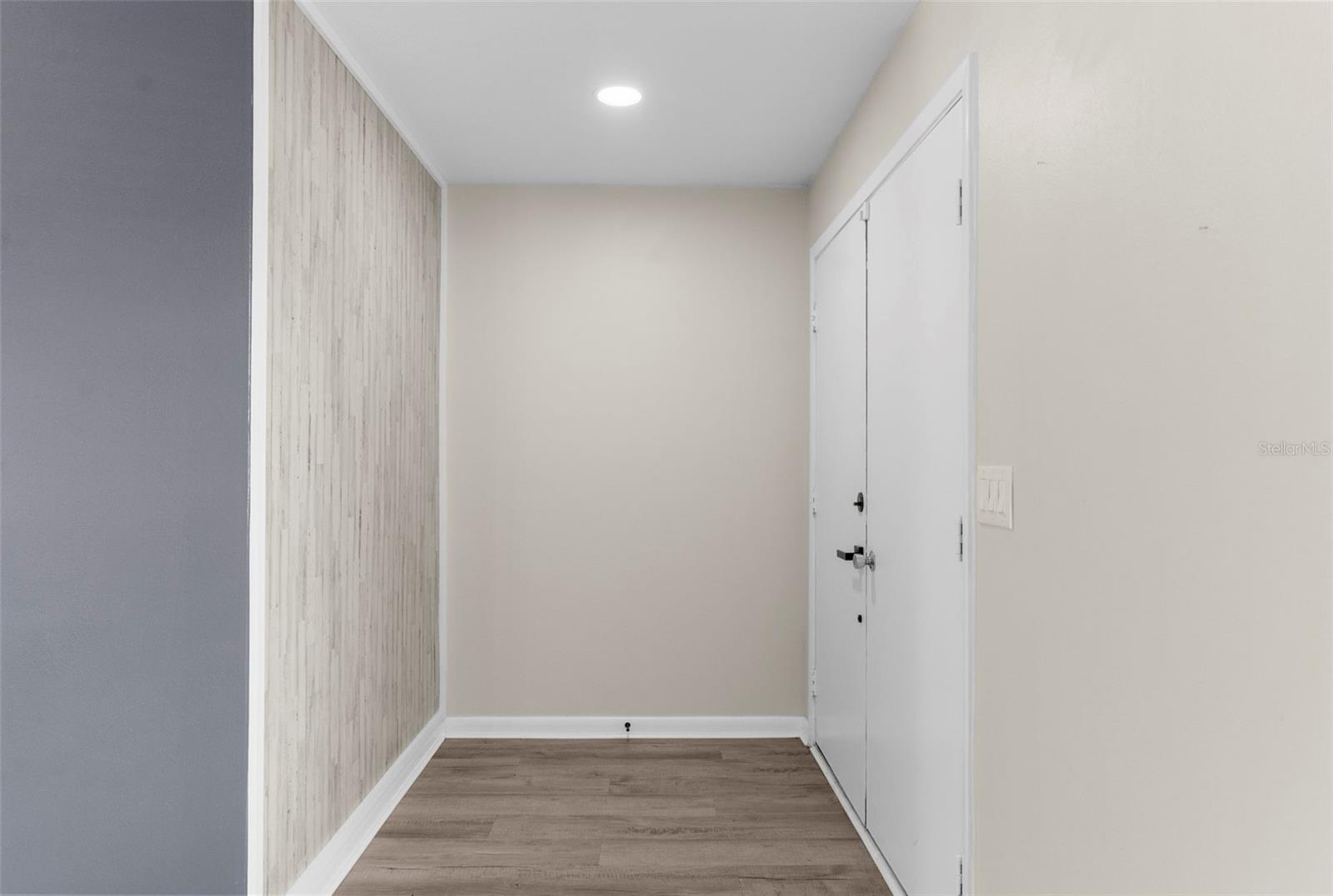 Double door entry and a fun focal wall.