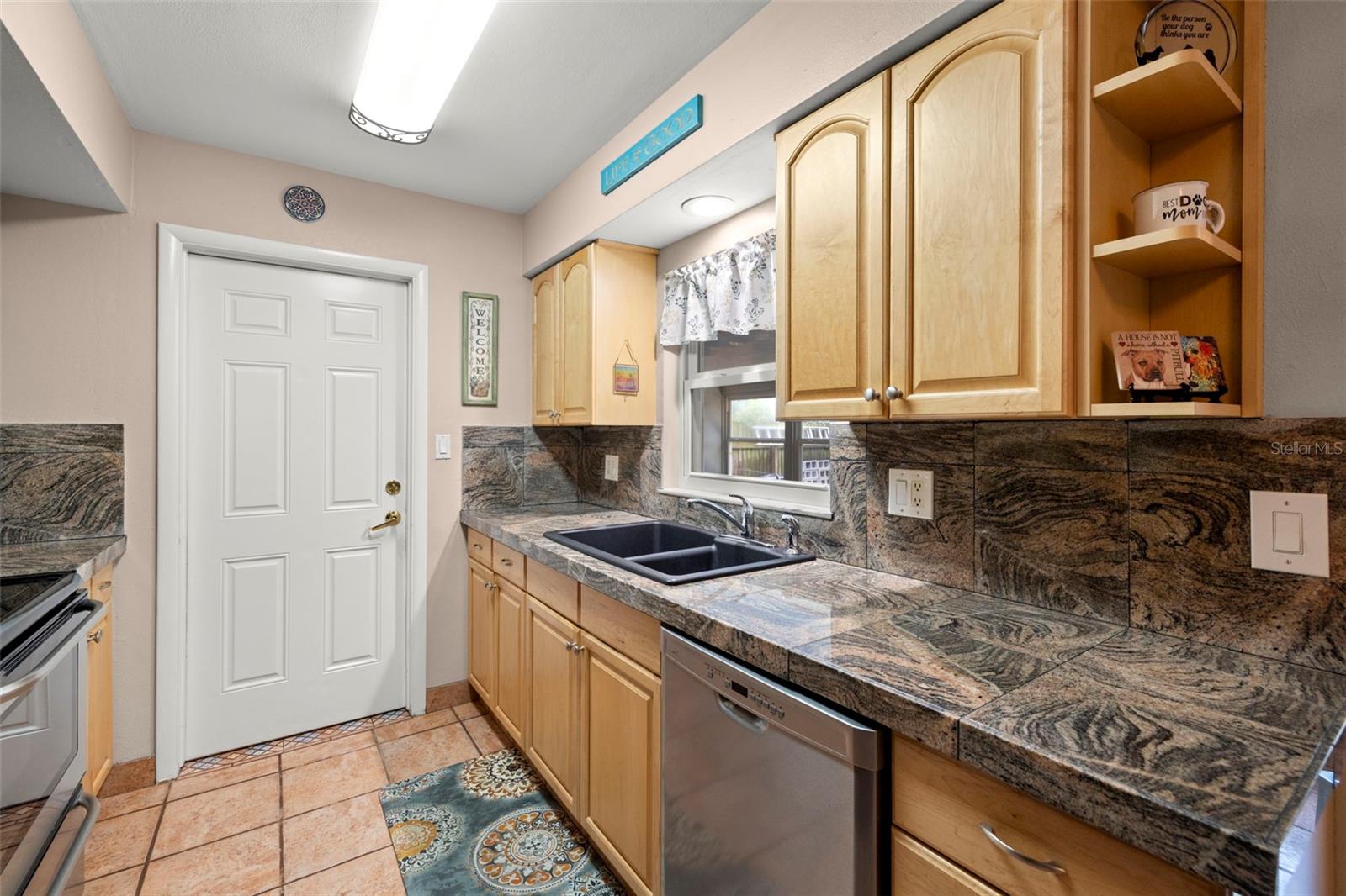 Kitchen leading to garage