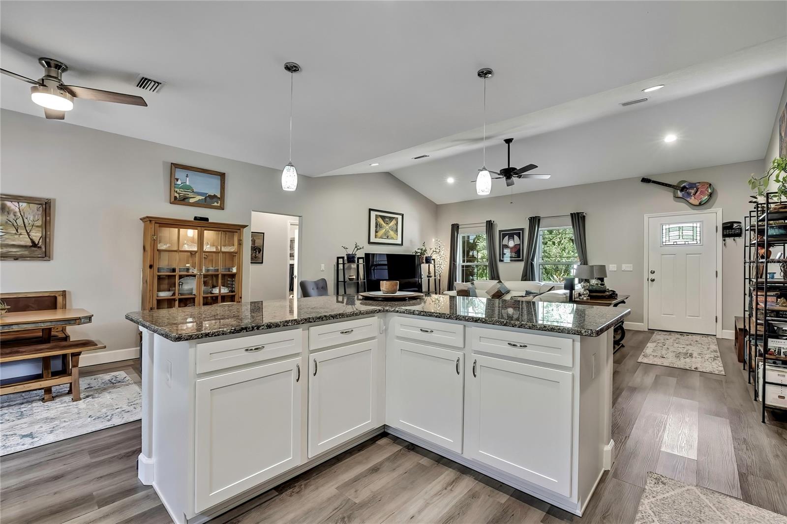 nice cabinets and island