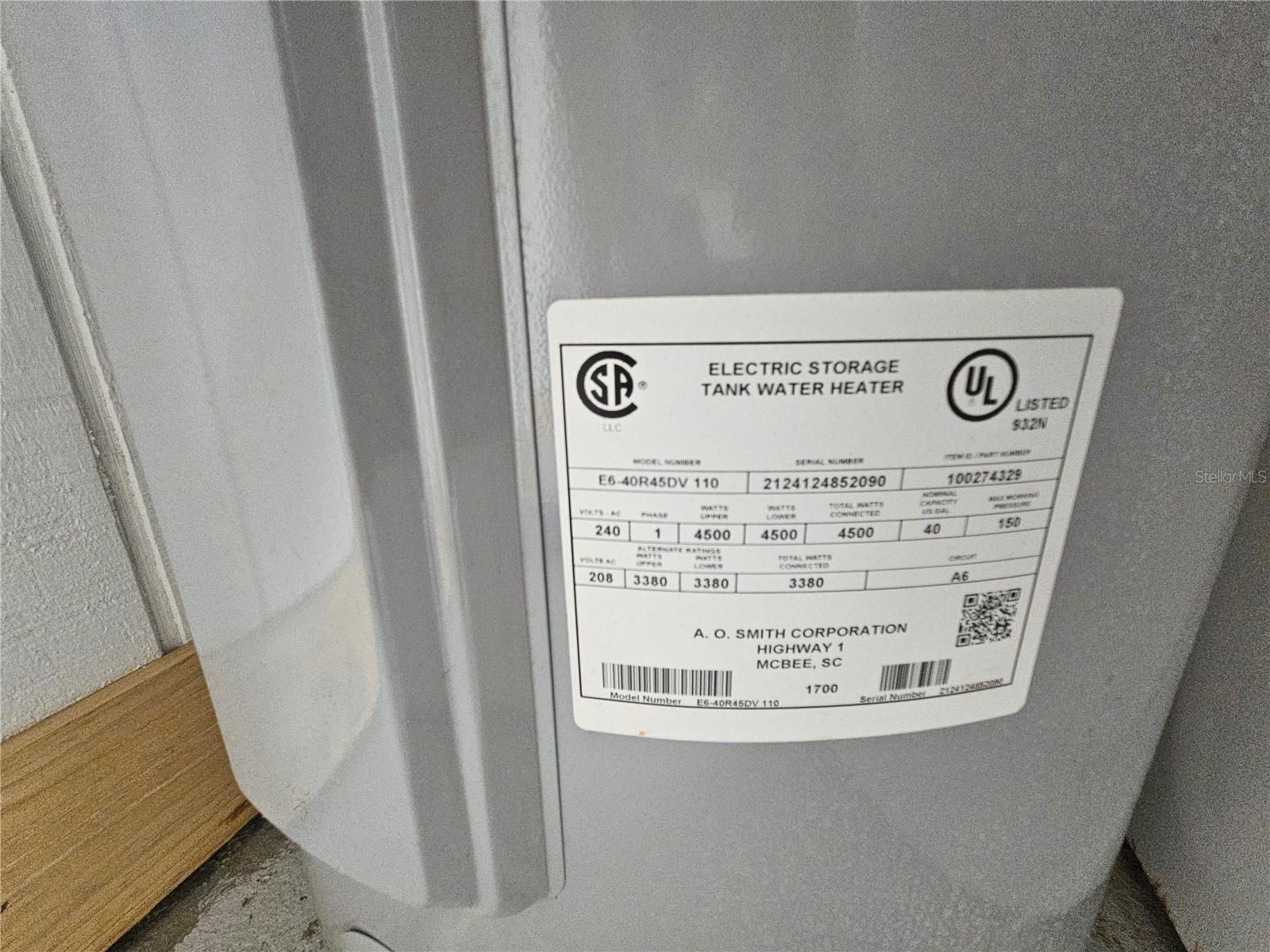 Water heater label