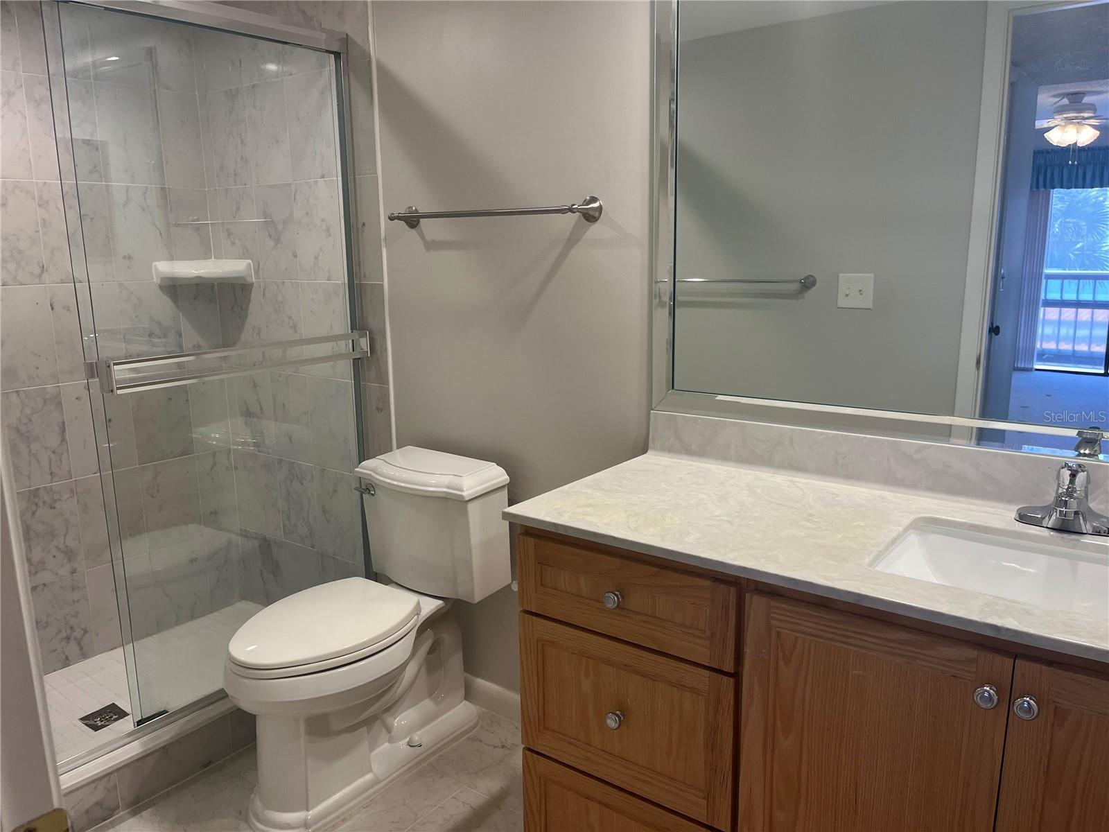Primary bedroom beautifully renovated ensuite