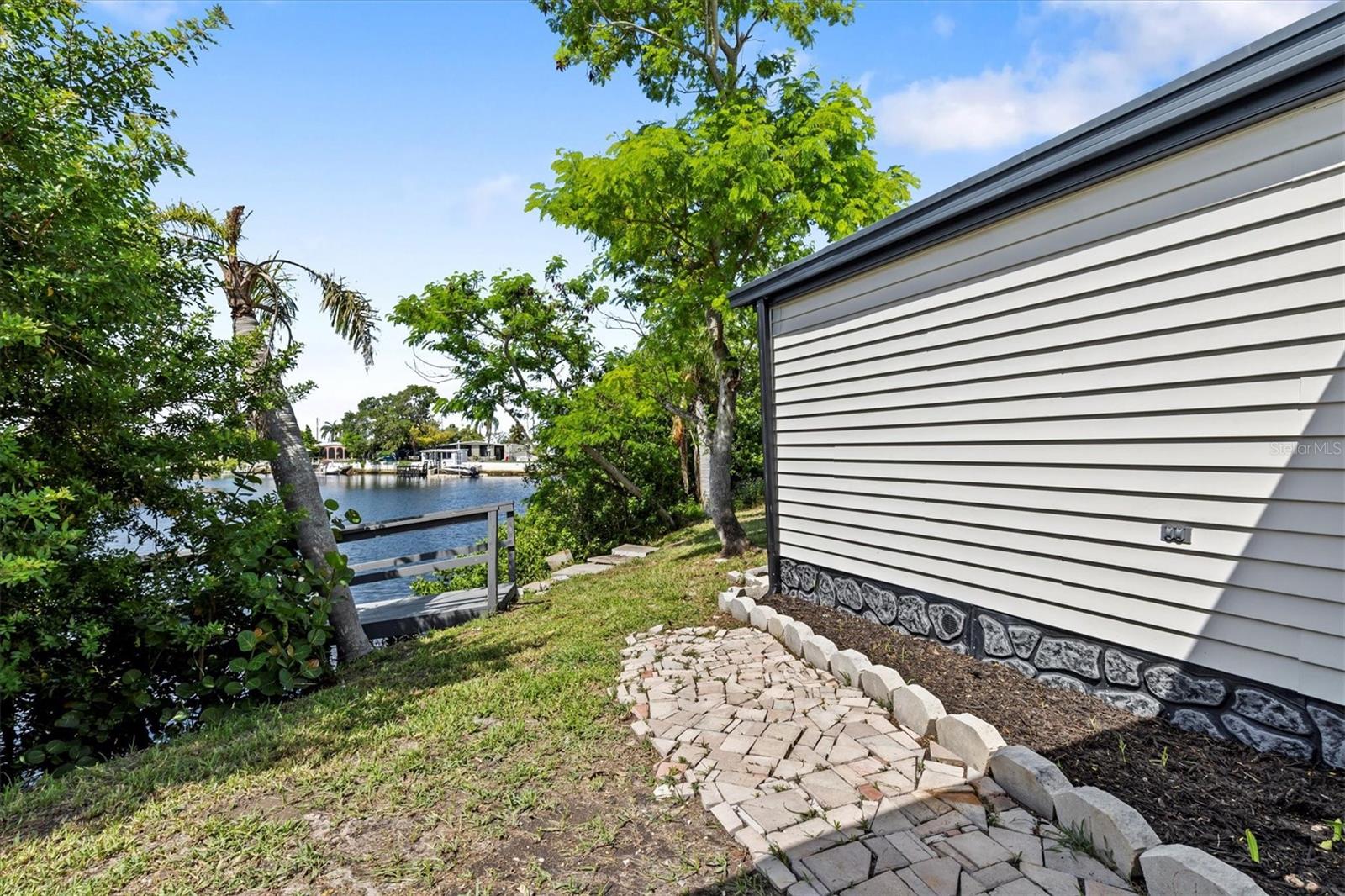 Exiting from the carport to the canal side.