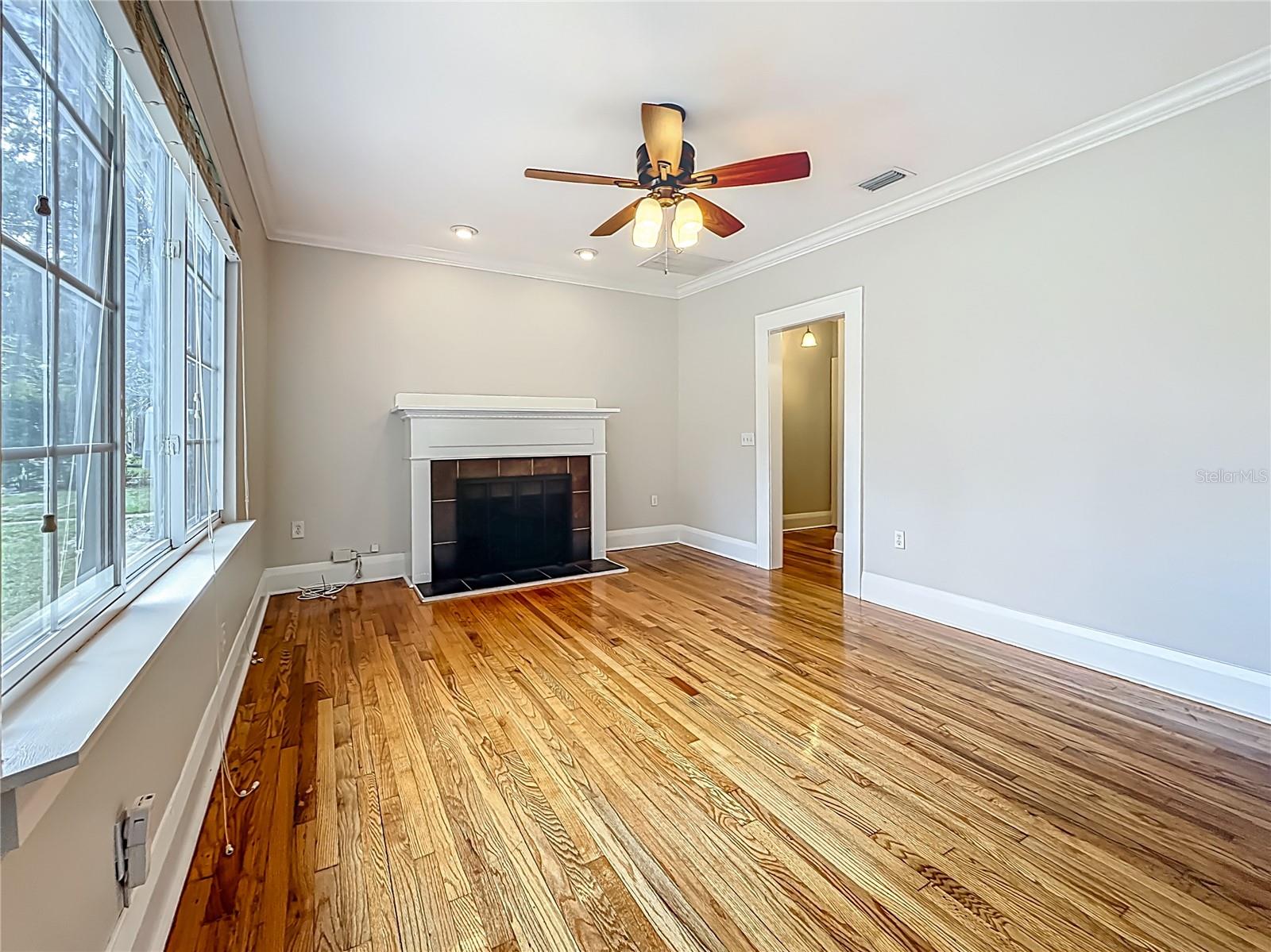 Living Rm, Fireplace, Entry to Bedrooms