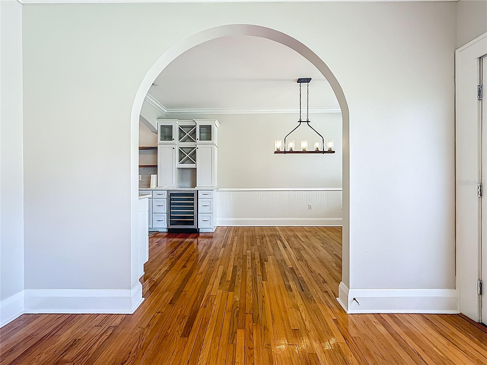 View of Arched Entry to Dining Rm, from Living Rm