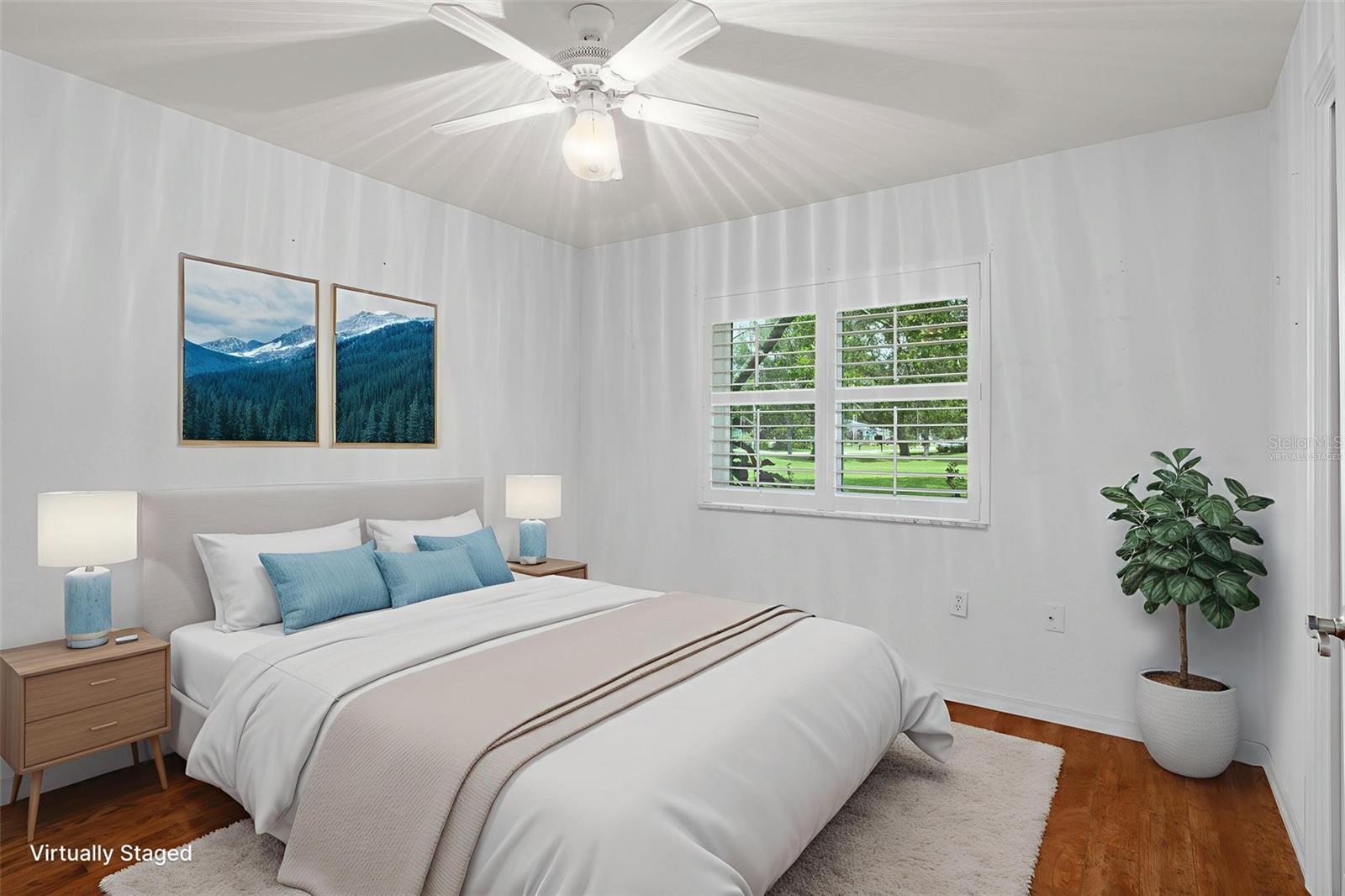 Virtually staged guest bedroom 1