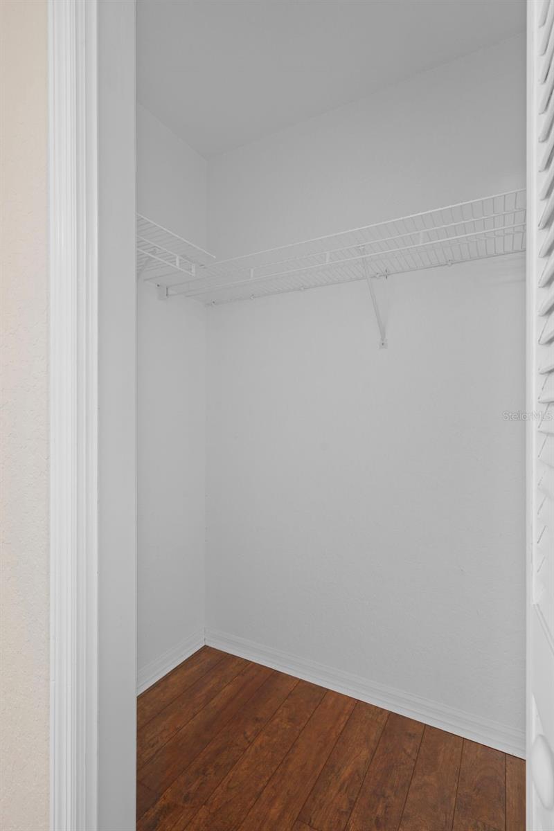 Large walk in closet in the guest bedroom!