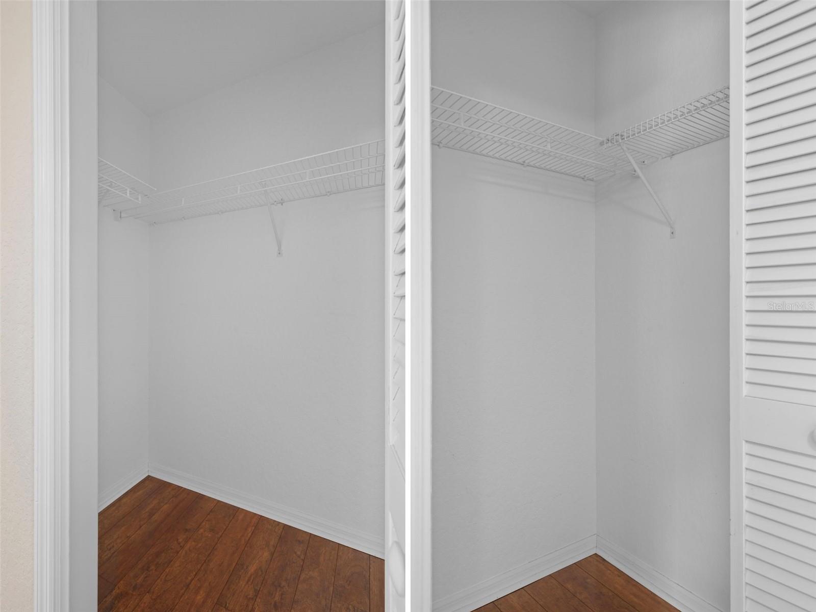 Full view of walk in closet.