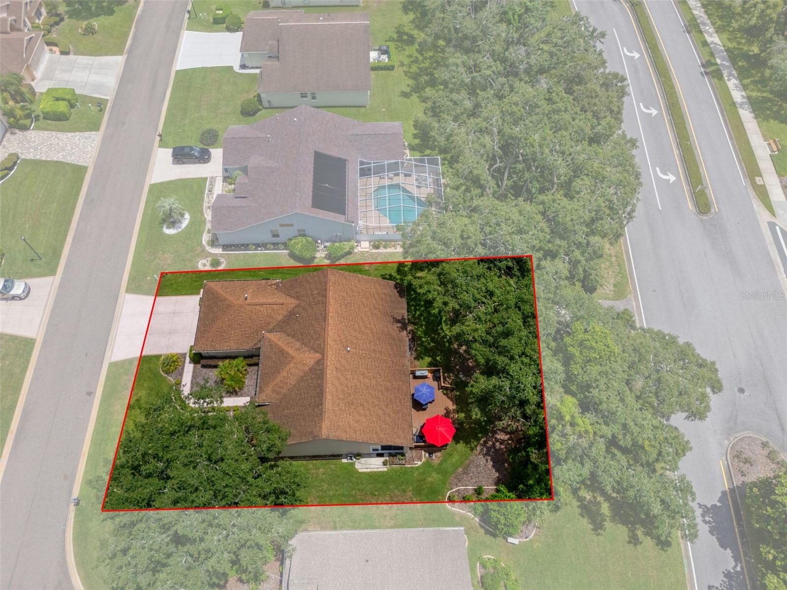 Aerial view of the property lines.