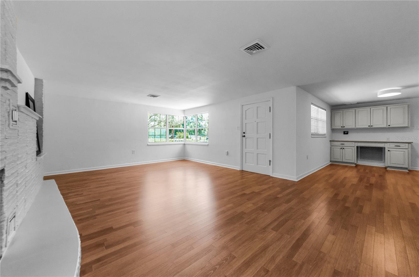 Looking back at great room and dining room