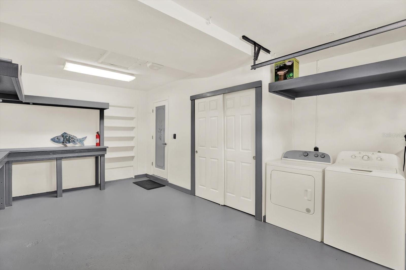 Washer and Dryer convey.  Extra storage in garage.