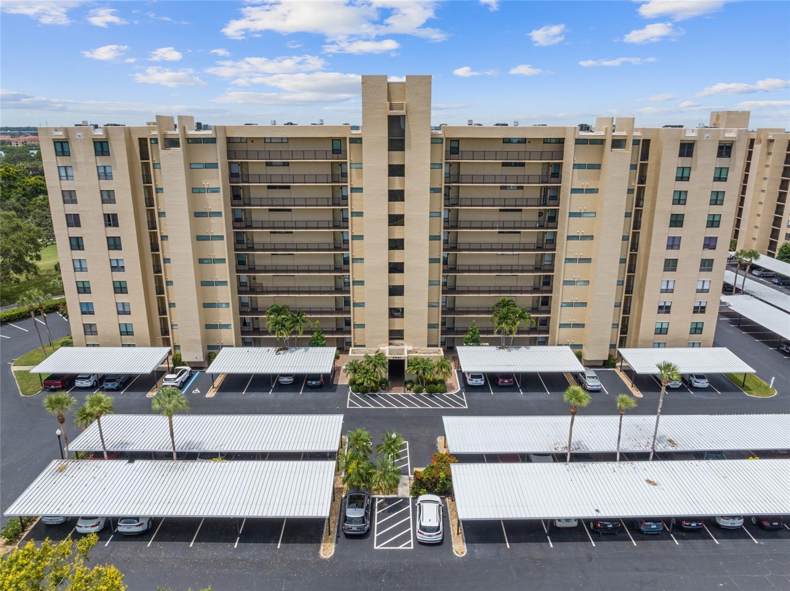 Building 2621 is a well-maintained building facing south.
