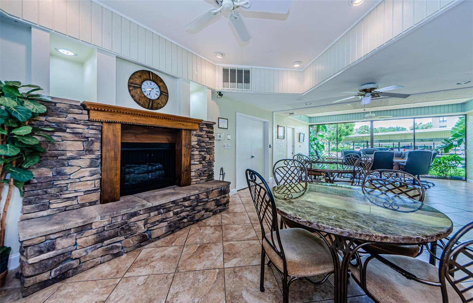 Clubhouse fireplace and sitting area