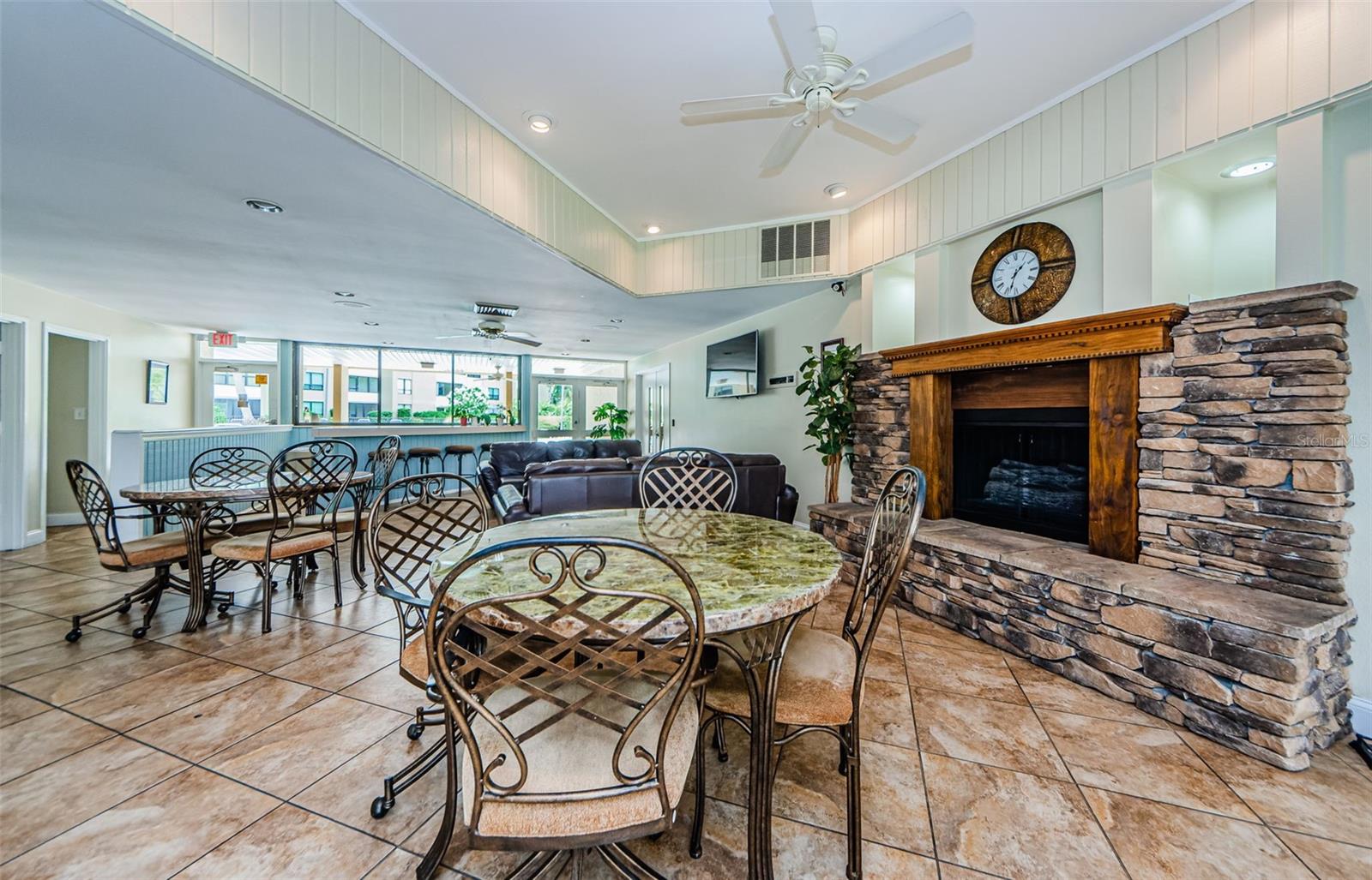 Clubhouse fireplace and sitting area