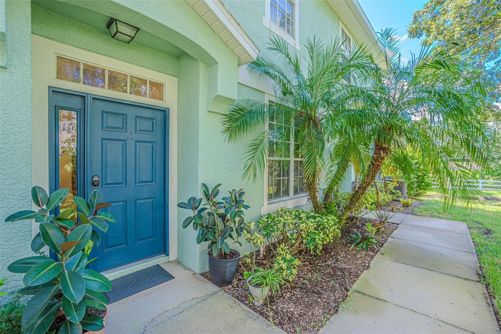 Side Entry with beautiful side yard