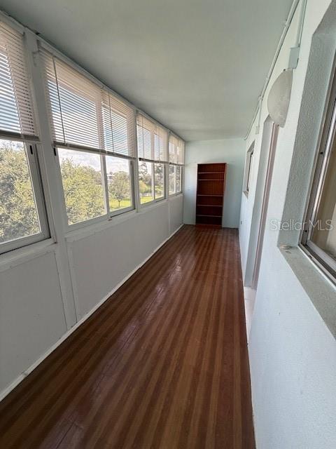 Back porch bookcase view