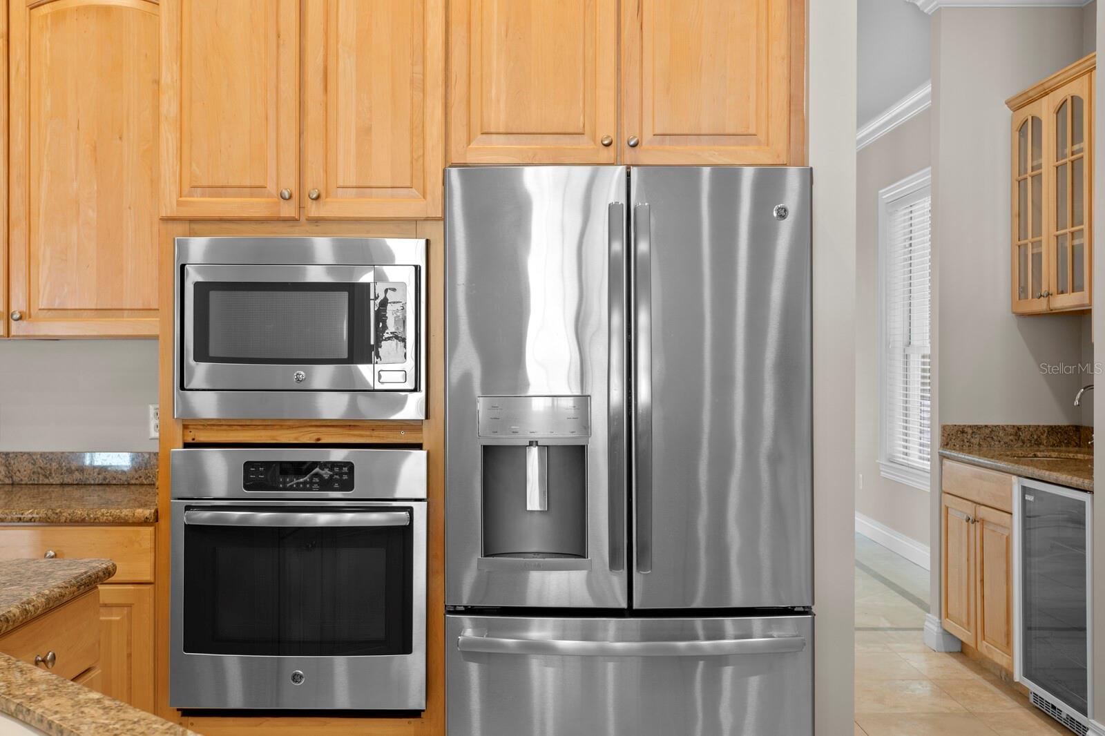 Full stainless appliance package including a French door refrigerator