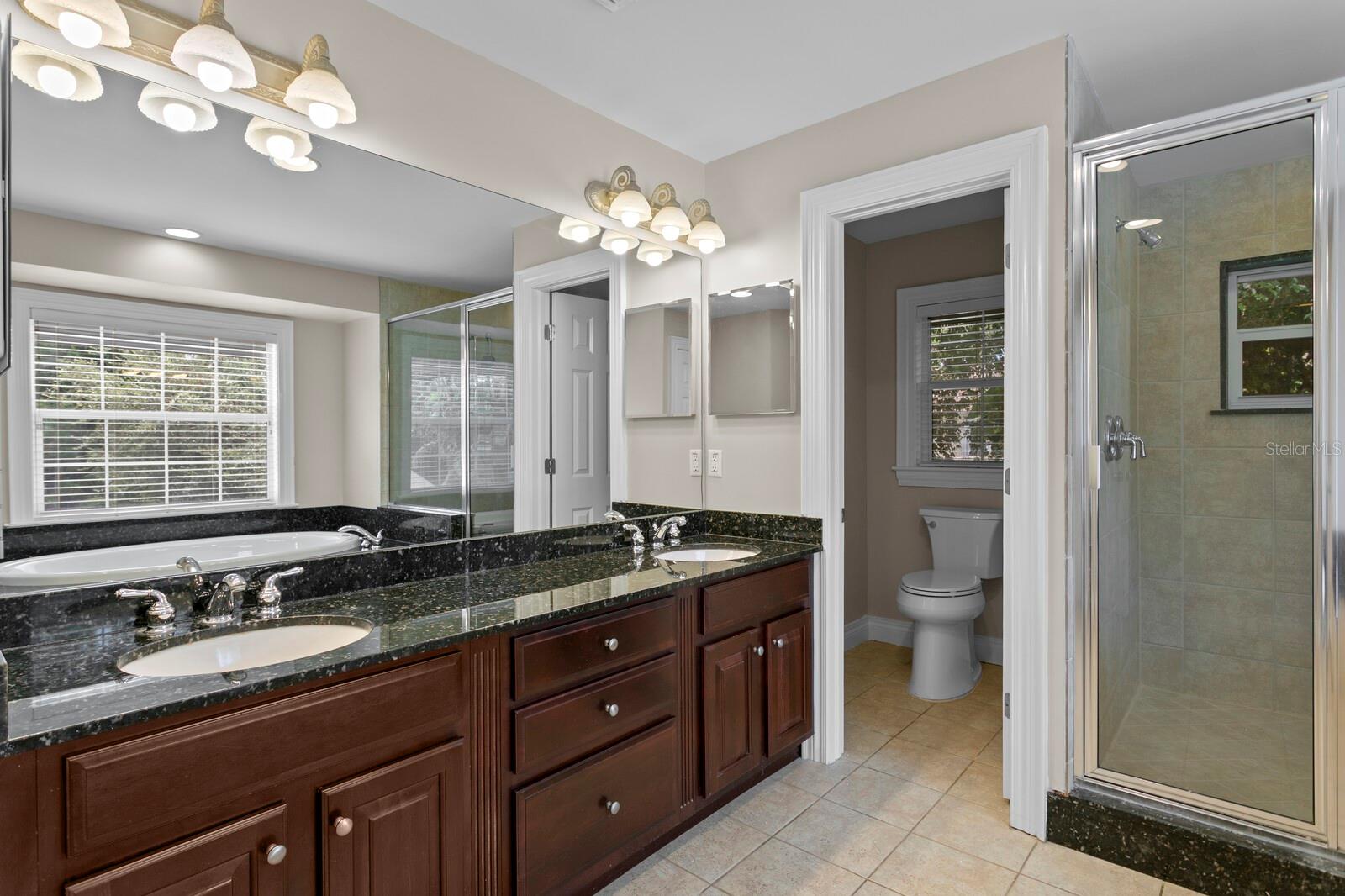 Large primary bath with separate water closet