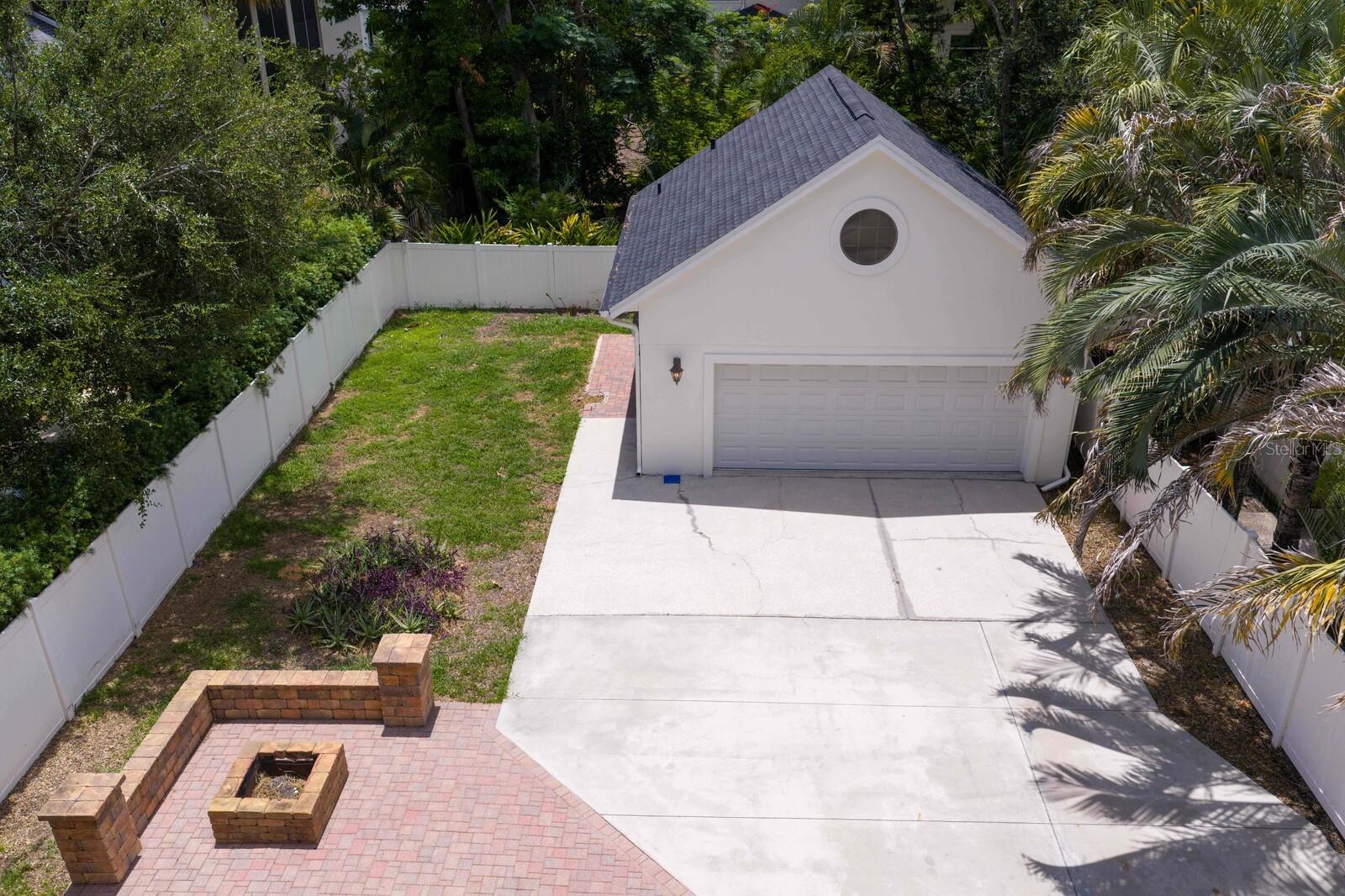 Aerial views of the backyard