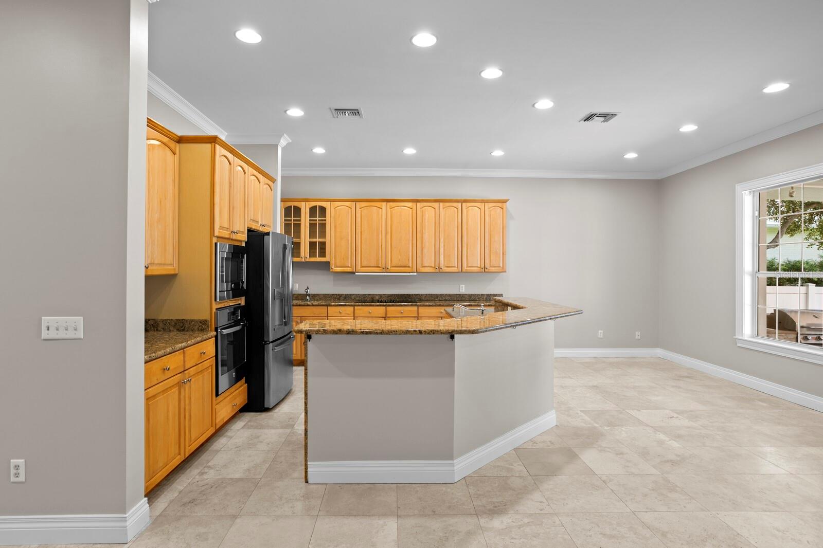 Family room opens to the kitchen