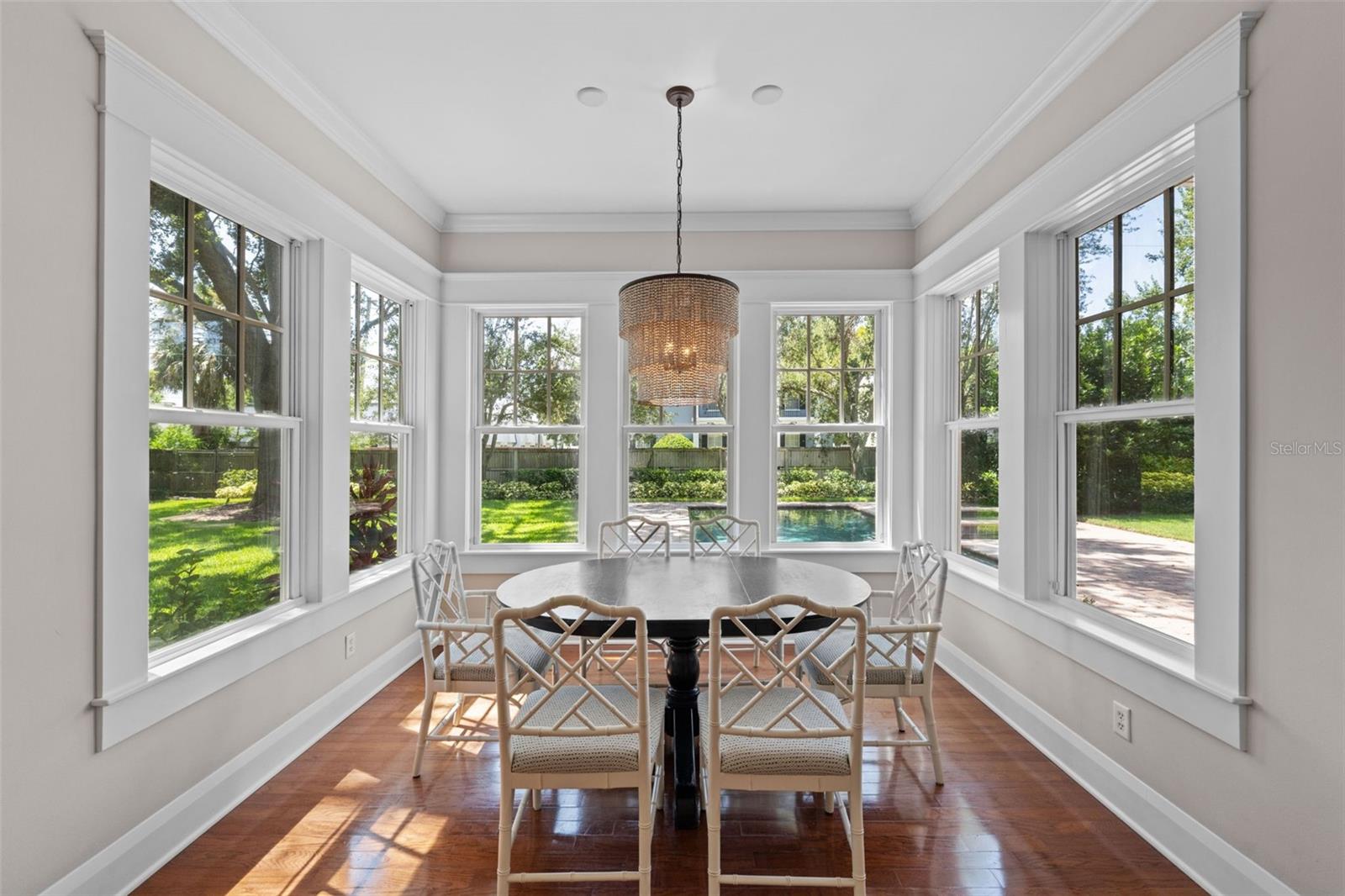 Breakfast nook overlooks the vast backyard