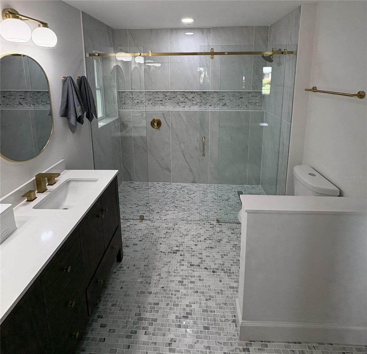 Easy access, "zero entry" walk in shower w/ frameless glass doors