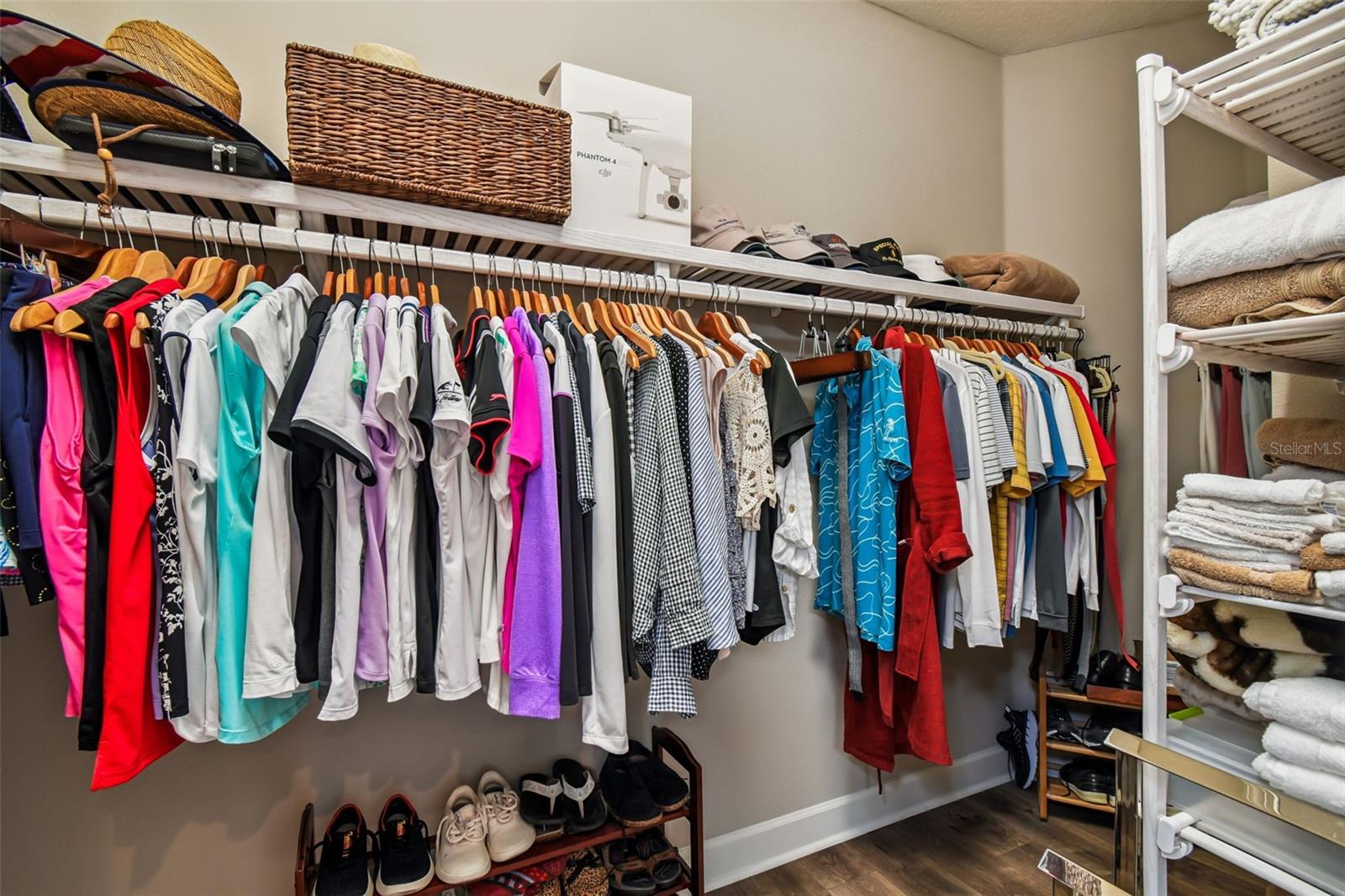 Walk-in closet with custom shelving