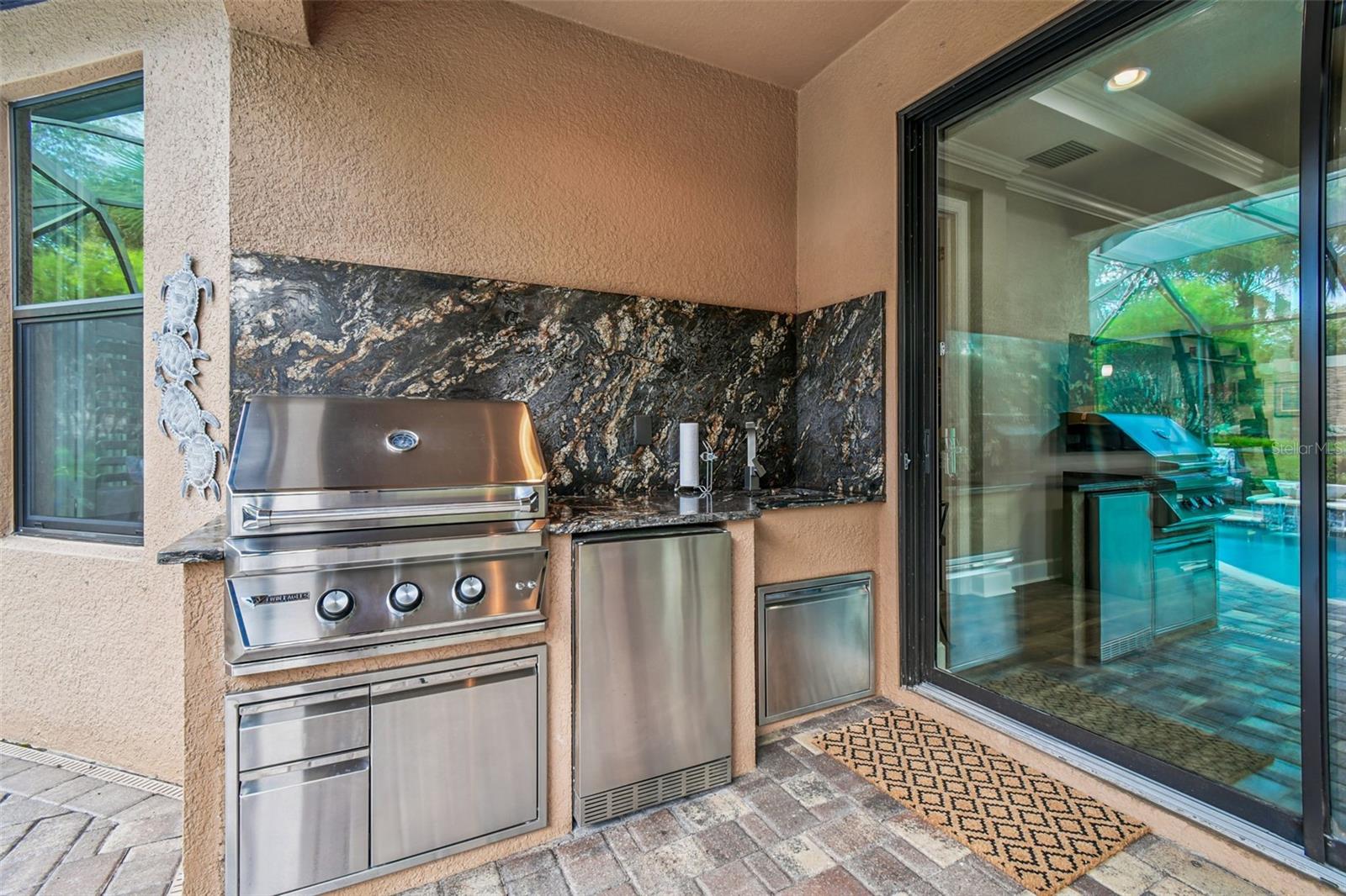 Exquisite outdoor kitchen with gas grill