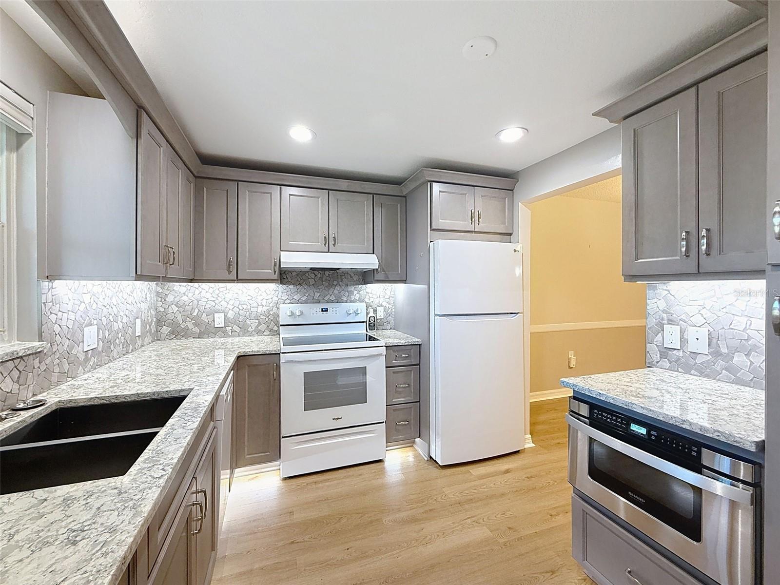 Built-in under counter microwave.