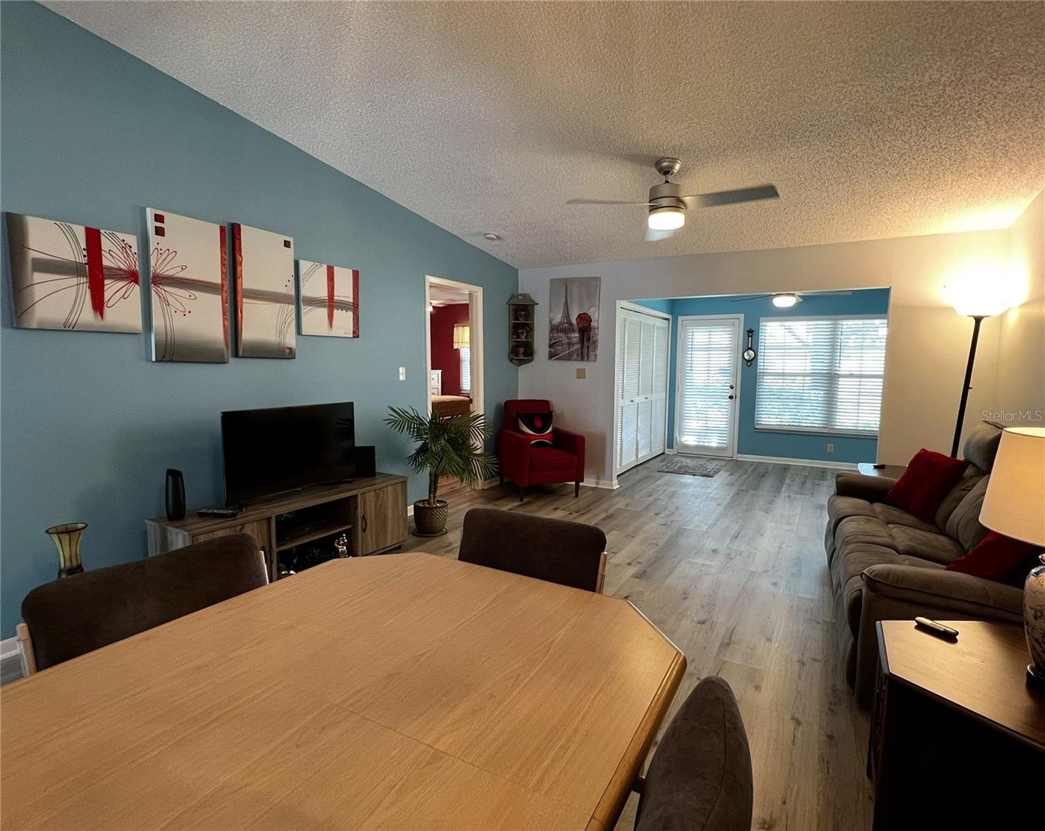 Another view of the dining room and living room.