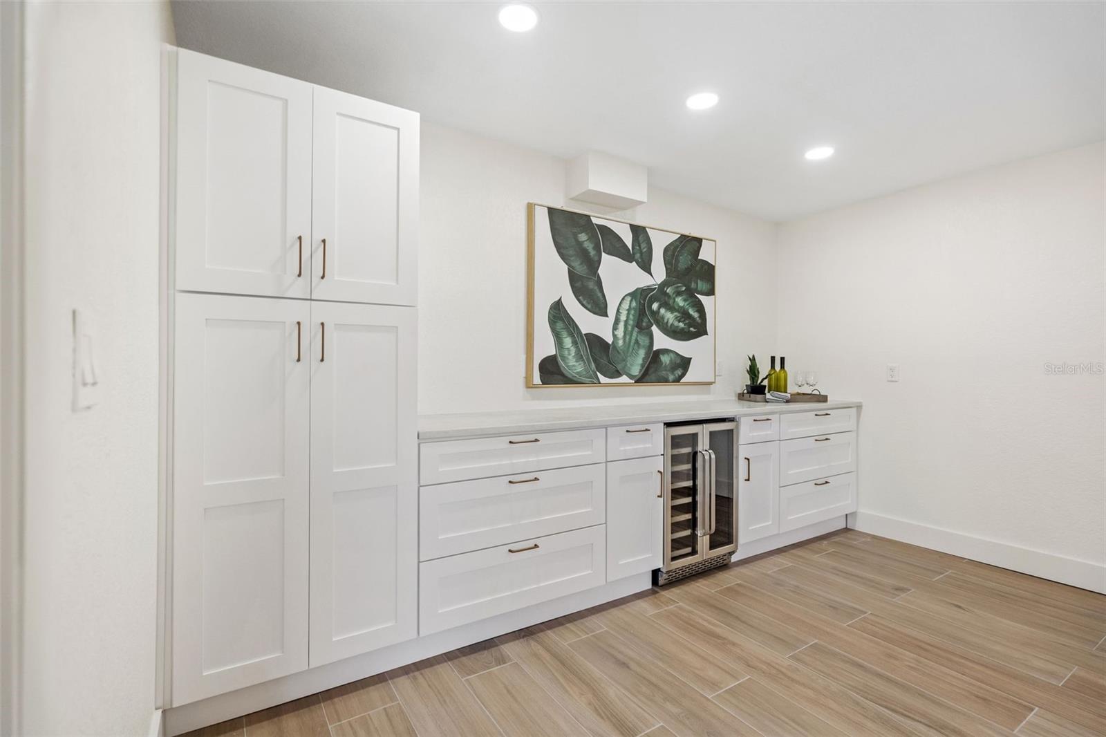 Buffet Area in Dining Room with Wine Cooler