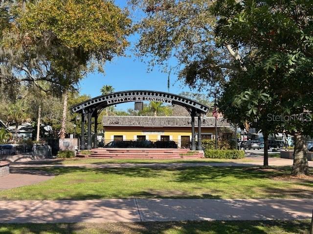 Downtown Dunedin community park and bandstand.