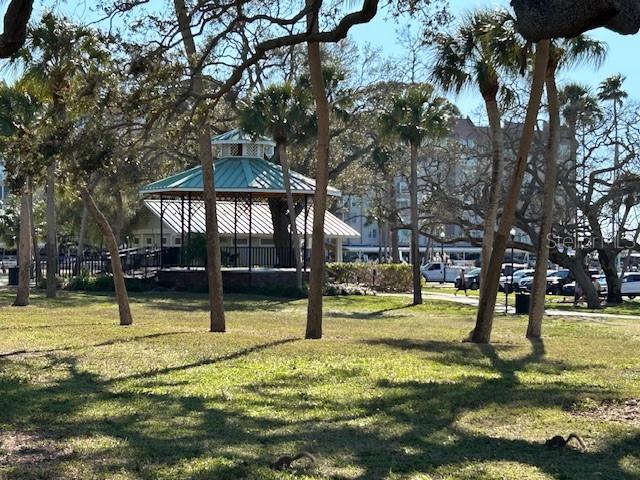 Waterfront downtown Dunedin park with band shell.