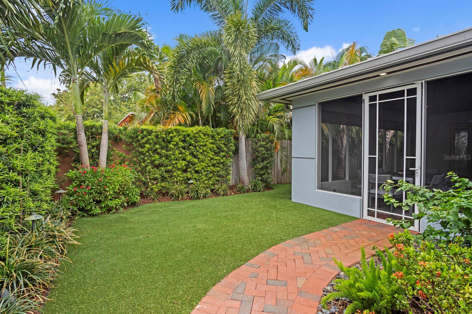 Turf yard and lush landscaping for easy care
