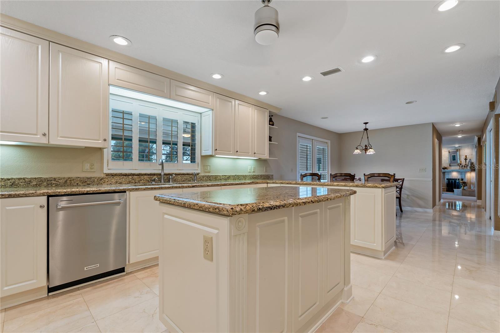 ALL WHITE KITCHEN CABINETRY AND GRANITE COUNTERTOPS ~ ALL NEW KITCHENAID SS APPLIANCES
