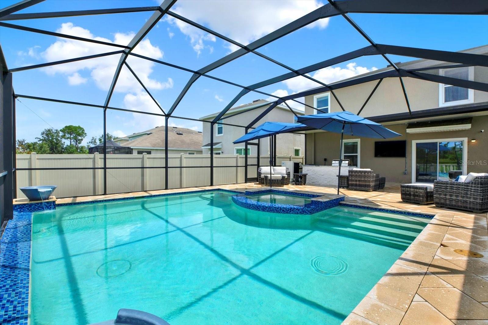 Screened in Pool with built in kitchen