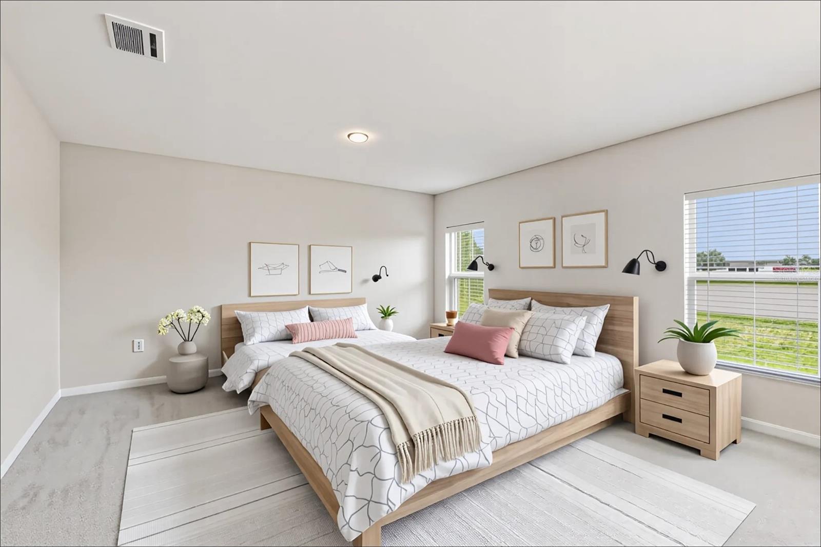 Virtually staged primary bedroom