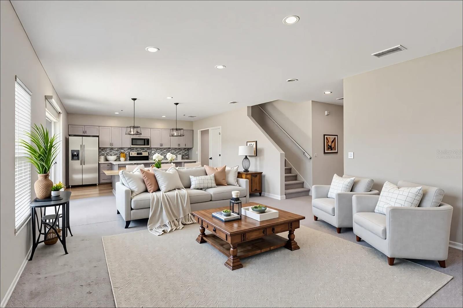 Virtually staged living room