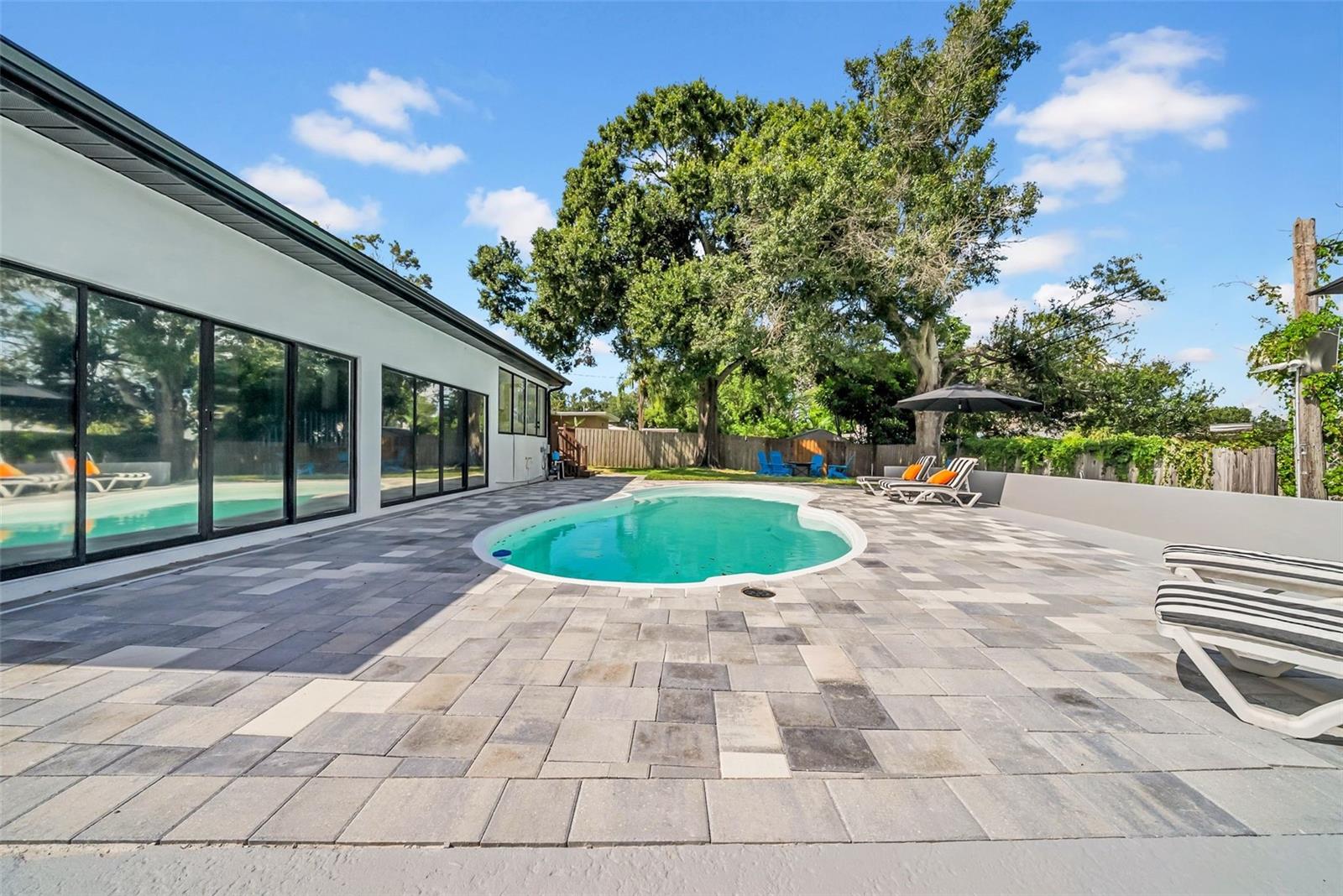 Fiberglass pool and paver deck