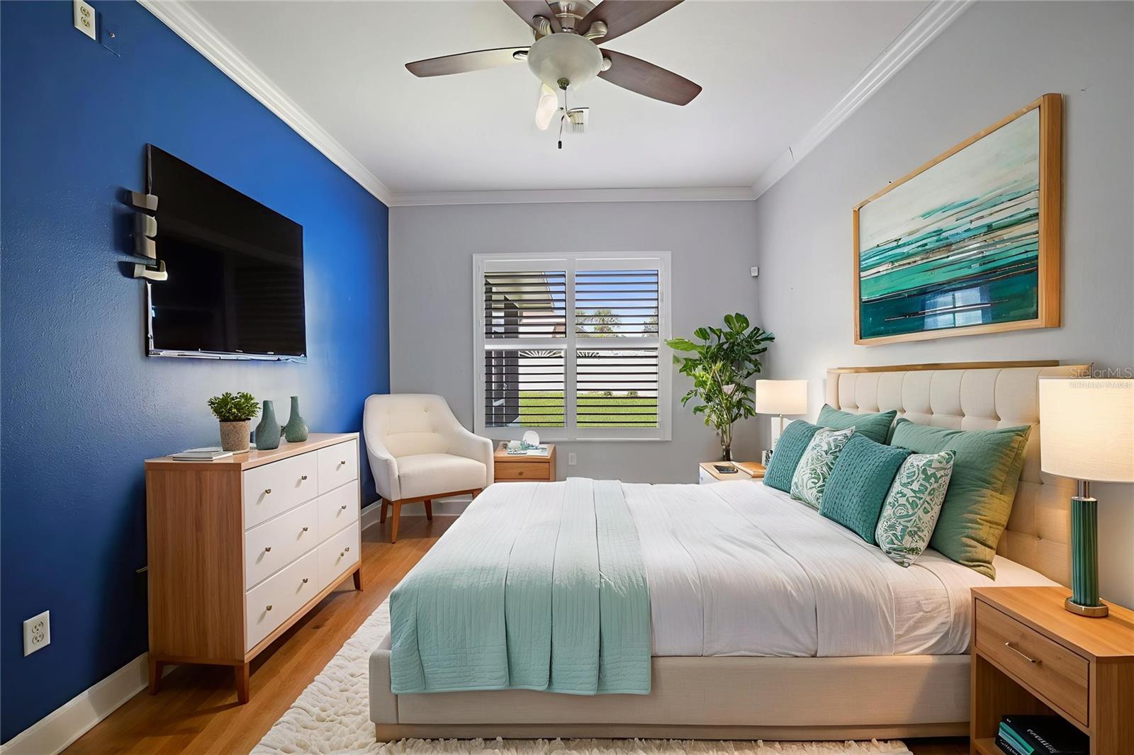 Virtually staged Master bedroom