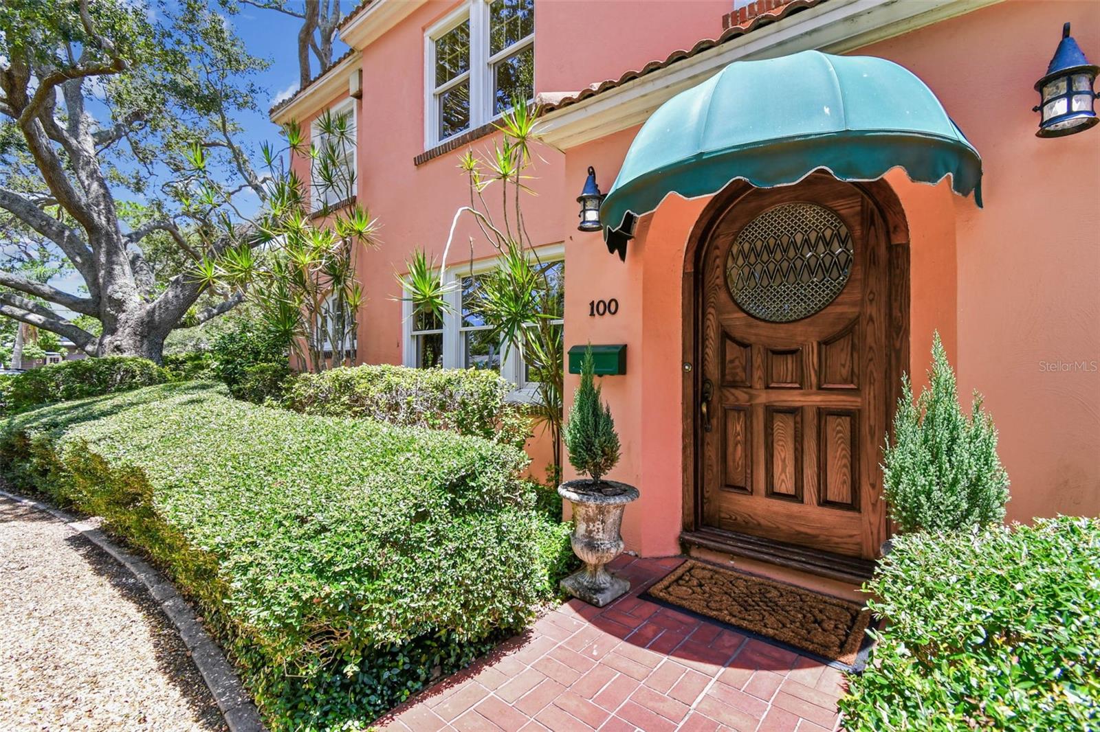 Custom made wood front door with leaded glass.